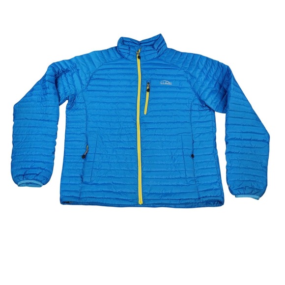 LL Bean 850 DownTek Water Repellent Puffer Sweater Jacket Mens Large Blue - Picture 1 of 12